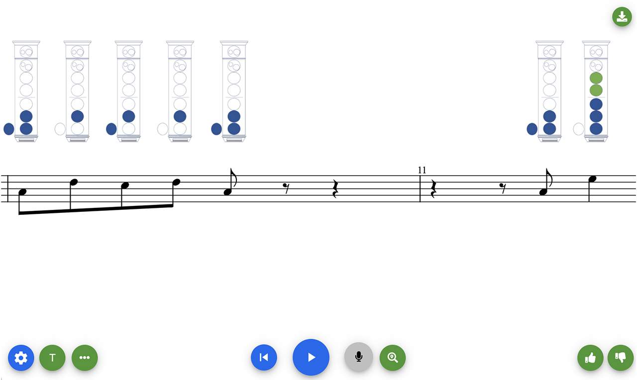 Music sheet with flute fingering tablatures images