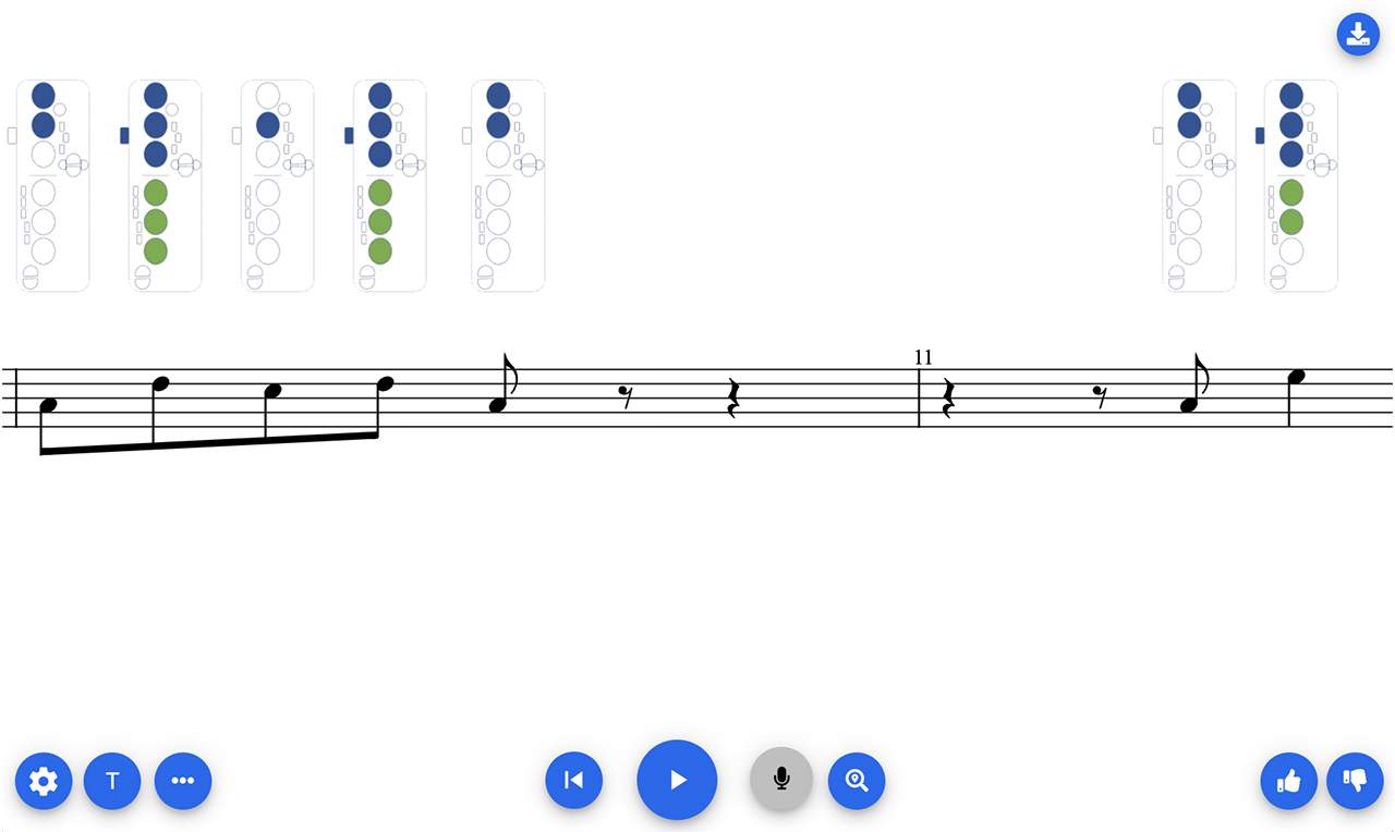 Music sheet with saxophone fingering tablatures images