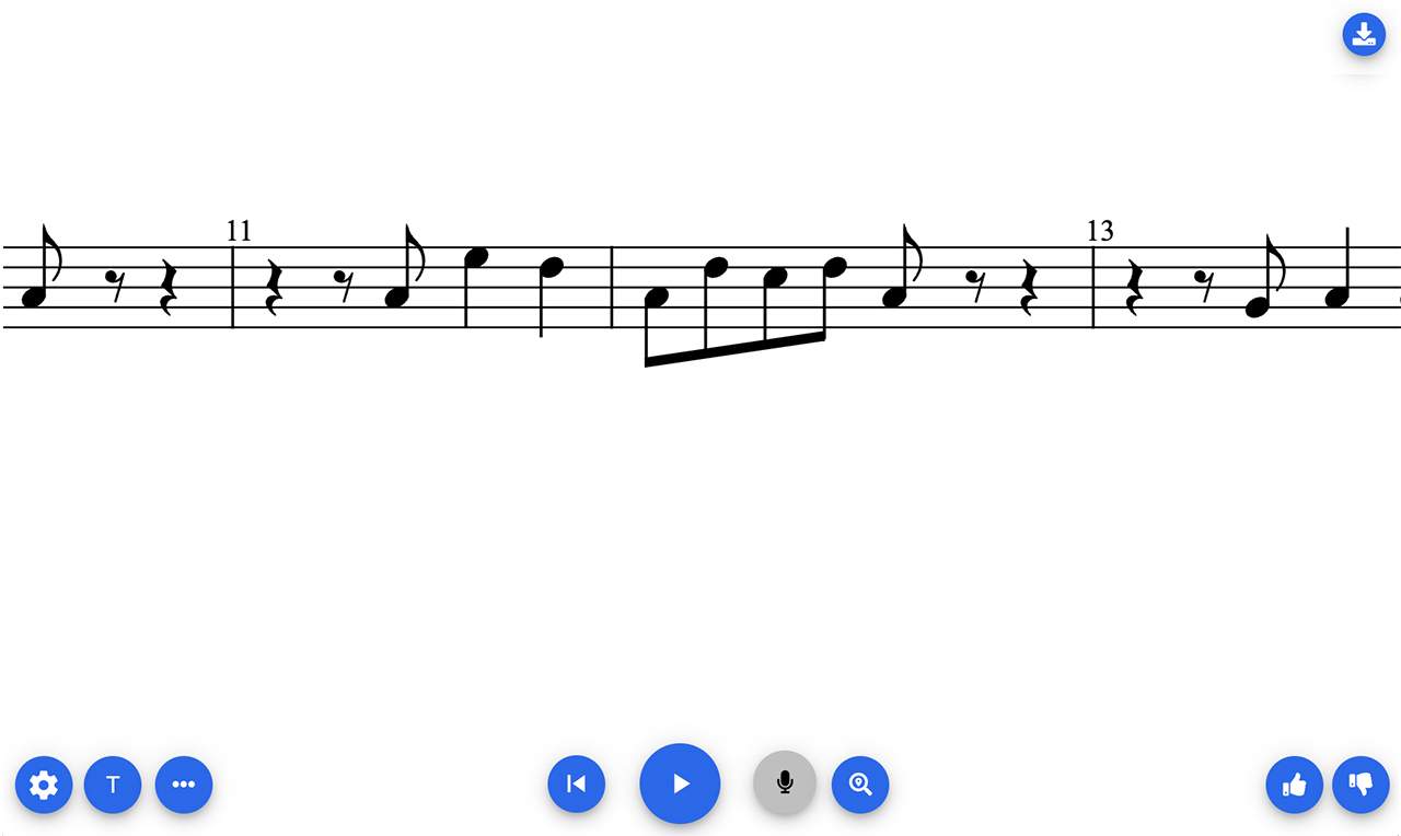 Music sheet in one infinite scrolling line